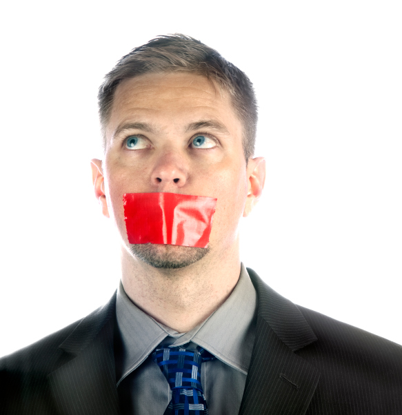 man with tape over mouth