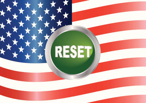 Government Reset Button with US Flag