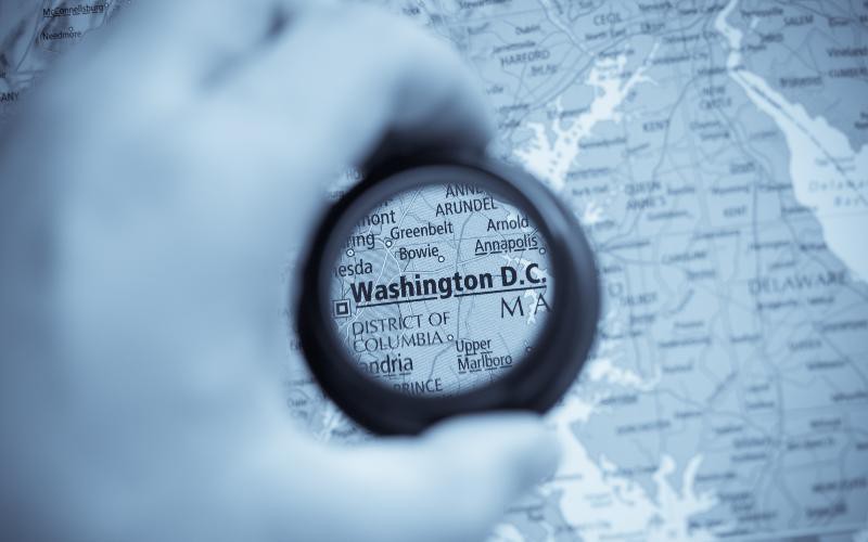 Washington, D.C. on a map