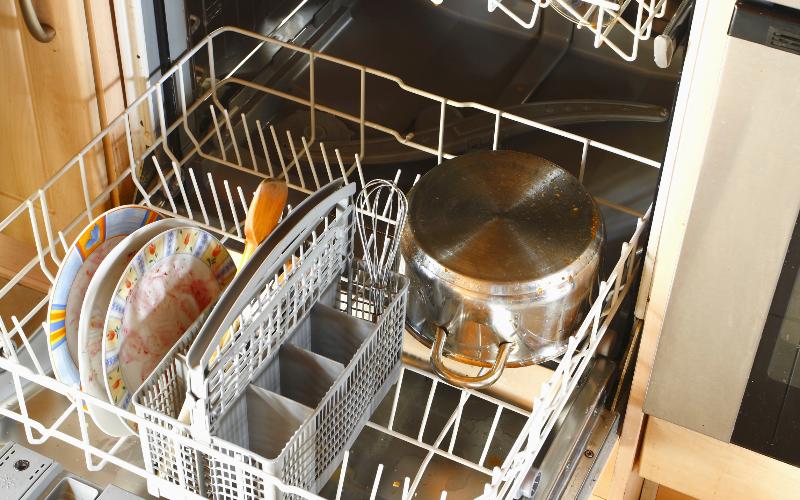 dirty dishes in dishwasher