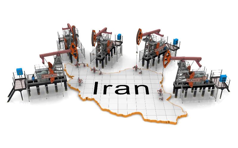 map of iran with oil drills