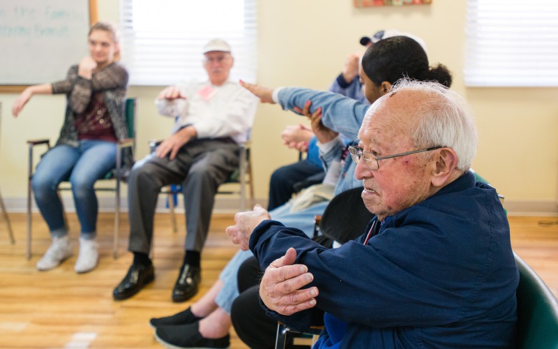 Seniors with dementia exercising
